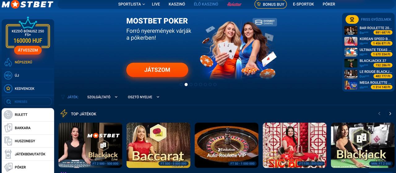 Mostbet élő kaszinó